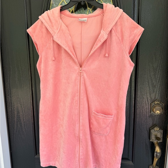 KR Beach Pink/Peach Hooded Sleeveless Coverup - L (no size tag) - Good Condition - Picture 1 of 6
